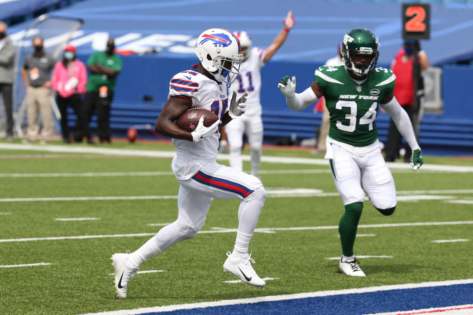 Brown into the end zone